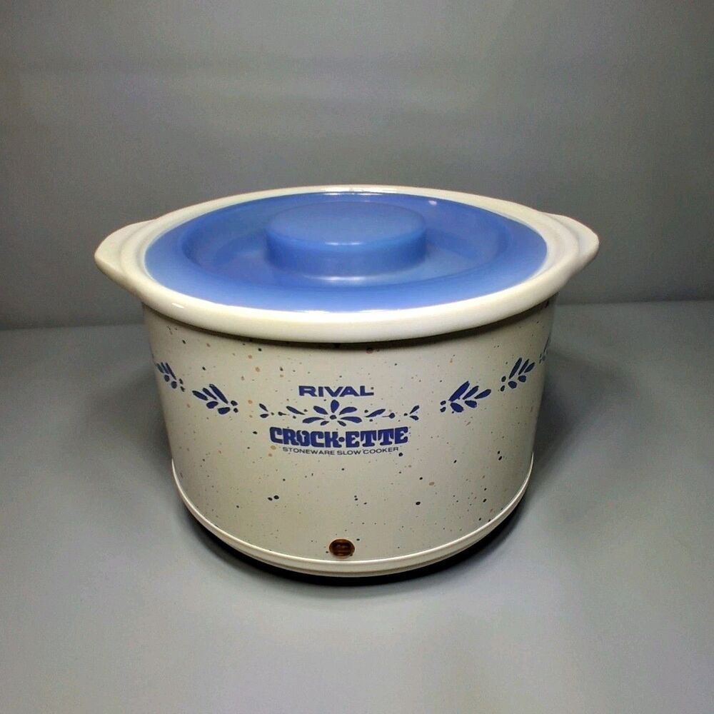 Rival Crock-Ette Stoneware Slow Cooker Model 3200/3 Cream & Cornflower Blue 3200